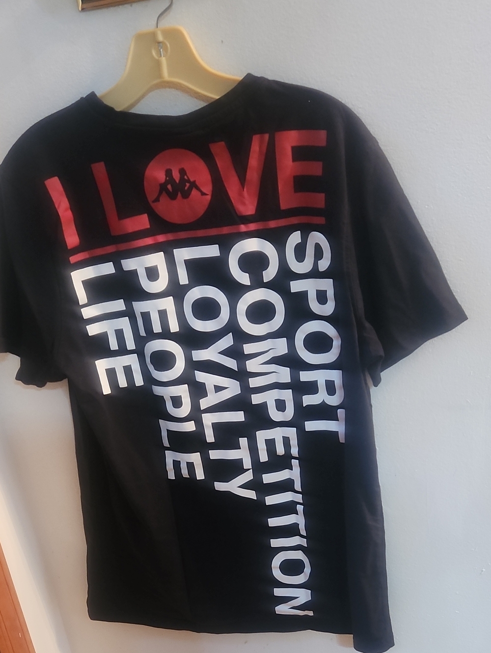 Kappa Black Tee with Red & White 'I LOVE' Sport Graphic